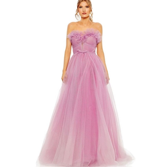 Mac Duggal Purple Strapless Glitter Tulle Gown Pink Womens 8 Prom Formal Dress - Picture 13 of 13